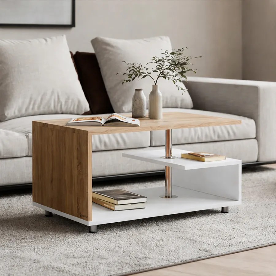 Модерна масичка за кафе Orlando с долен рафт - 95×55×50 cm Кафяво