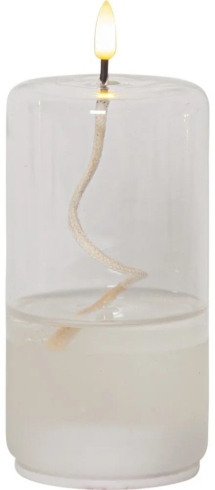 Бяла LED свещ в стъклен фламандър, височина 17,5 см Flamme Dot - Star Trading