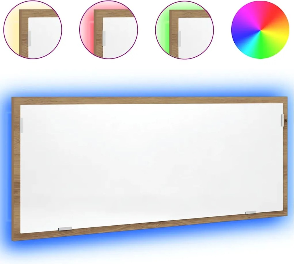 856276 vidaXL LED огледало за баня Artisan Oak 100x8,5x37 cm