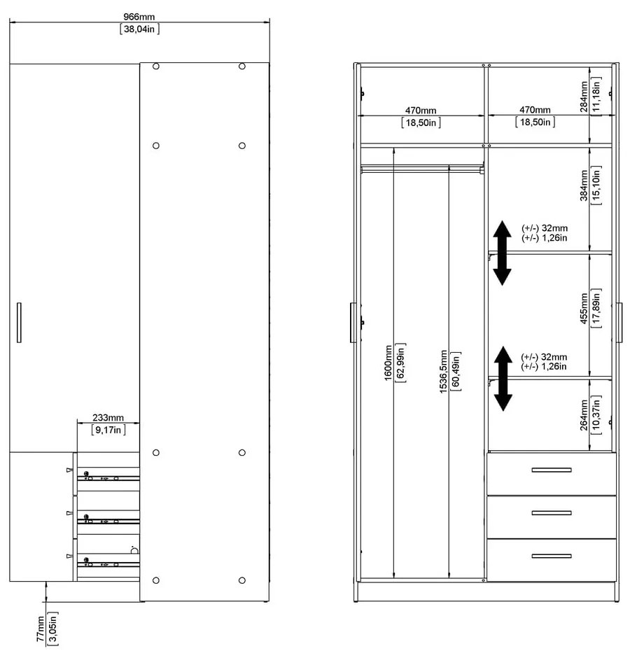 Гардероб от декор от дъб естествен 99x200 cm Sprint – Tvilum