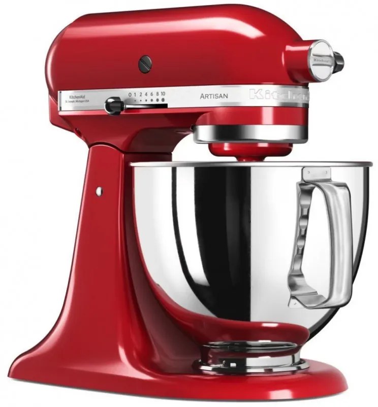 Планетарен миксер KitchenAid Artisan Elegance 5KSM125EER, 300 W, 4.8 л, Direct drive, 10 скорости, Червен