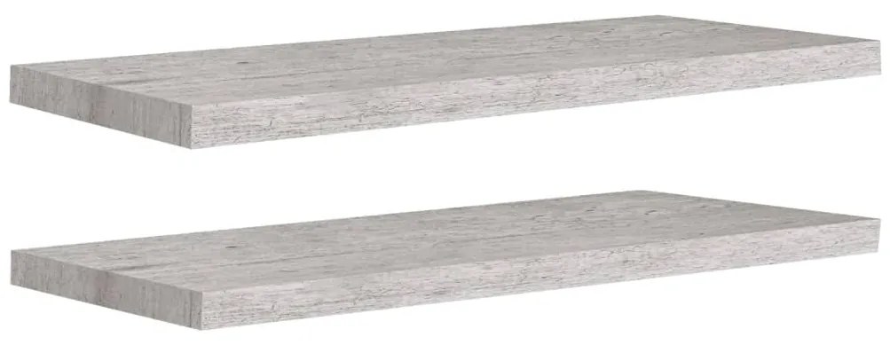 326601 vidaXL Окачени стенни рафтове, 2 бр, бетонно сиви, 80x23,5x3,8 см, МДФ