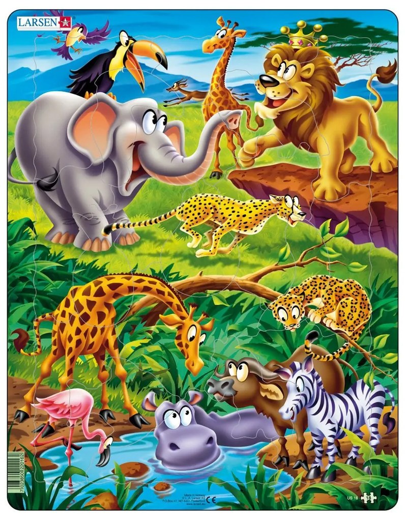 Larsen - Пъзел:  Детски – "Африкански животни" – 18 части, голям