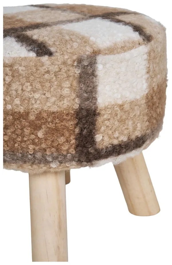 Бяло-кафява табуретка от букле Aberdeen – House Nordic