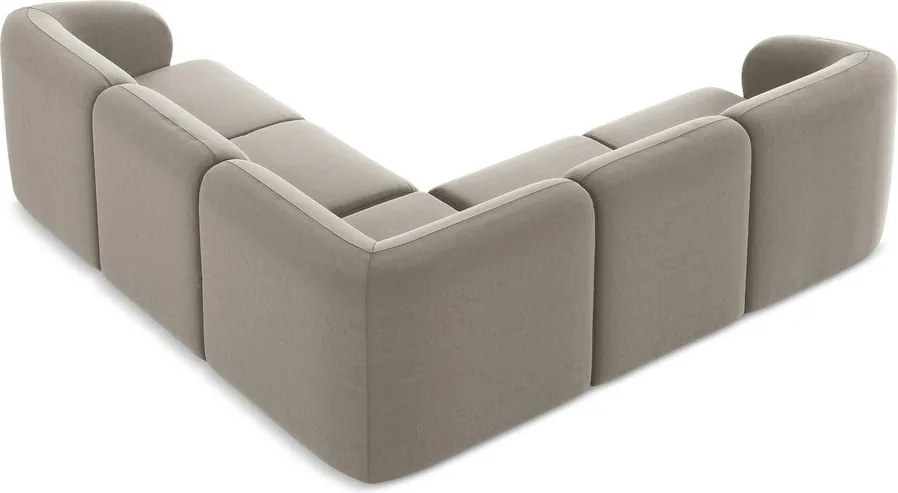 Светлокафяв кадифен ъглов диван Lani – Makamii