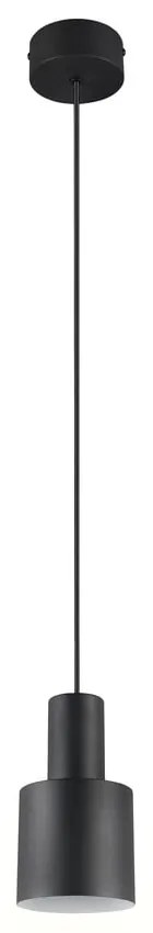 Черно висящо осветително тяло с метален абажур ø 12 cm Agudo – Trio