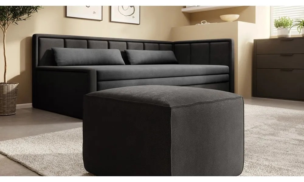 Тъмносив шенилов разтегателен диван с място за съхранение 214 cm Fulgeo – ELTAP