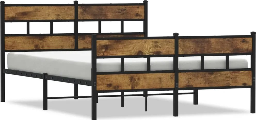 3308465 vidaXL Метална рамка за легло, без матрак, опушен дъб, 160x200 см
