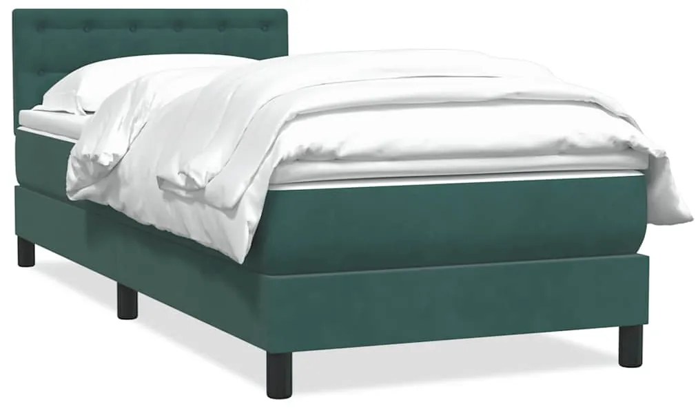 3316572 vidaXL Box Spring легло с матрак Тъмнозелено 80x210 cm Кадифе