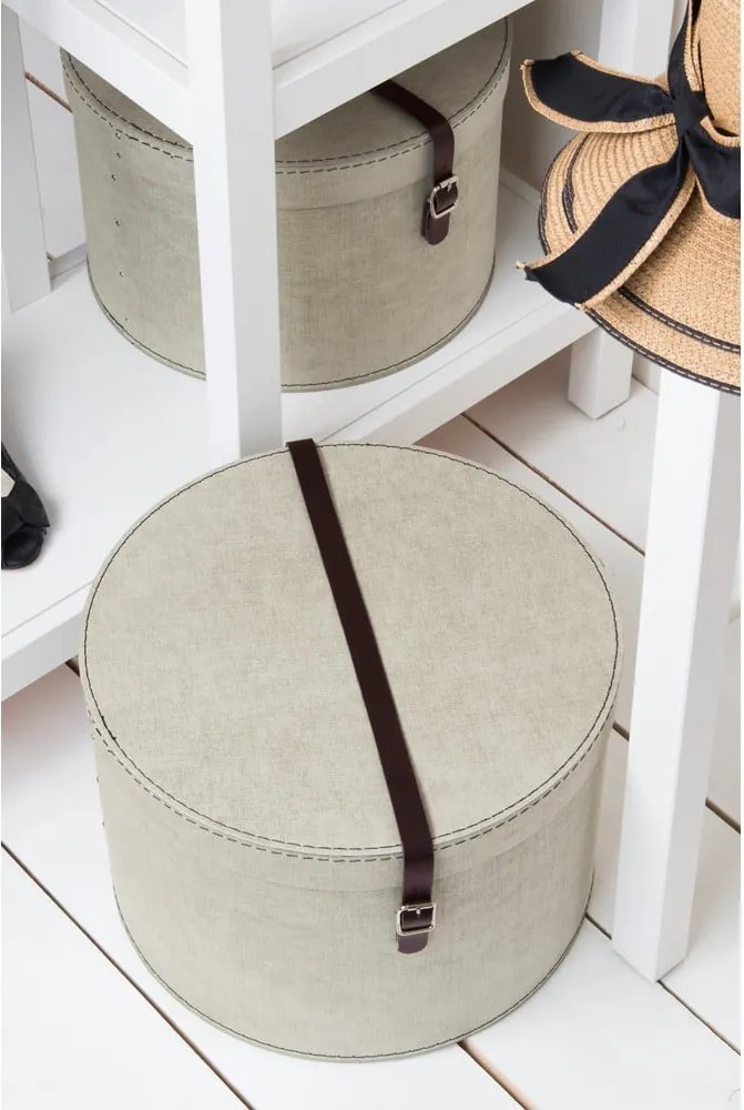 Бежови картонени кутии за съхранение в комплект 2 бр. с капаци ø 37,5x25 cm Rut Canvas Paper Laminate – Bigso