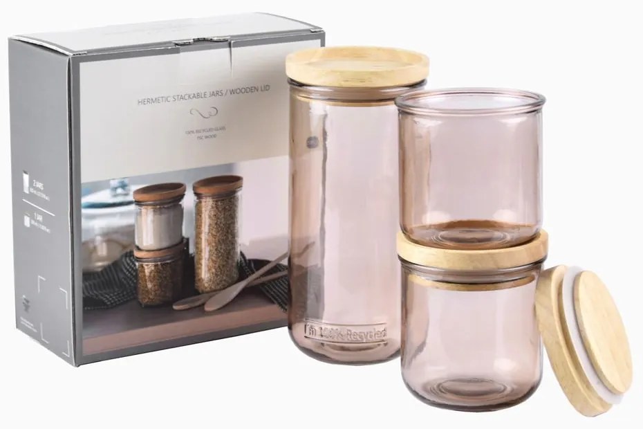 Комплект стъклени буркани 3 бр. Hermetic - Ego Dekor