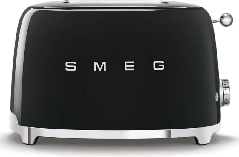 Тостер за хляб SMEG 50's Style TSF01BLEU, 950W, 2 филии, 6 нива, Тавичка за трохи, Вграден кабел, Неръждаема стомана, Черен