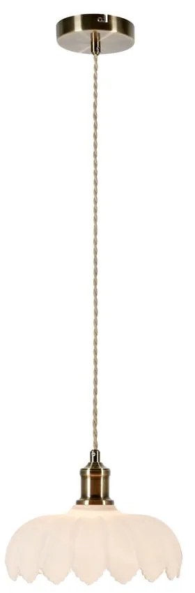 Висящо осветително тяло със стъклен абажур в бял и месингов цвят ø 25,5 cm Kurage – Markslöjd