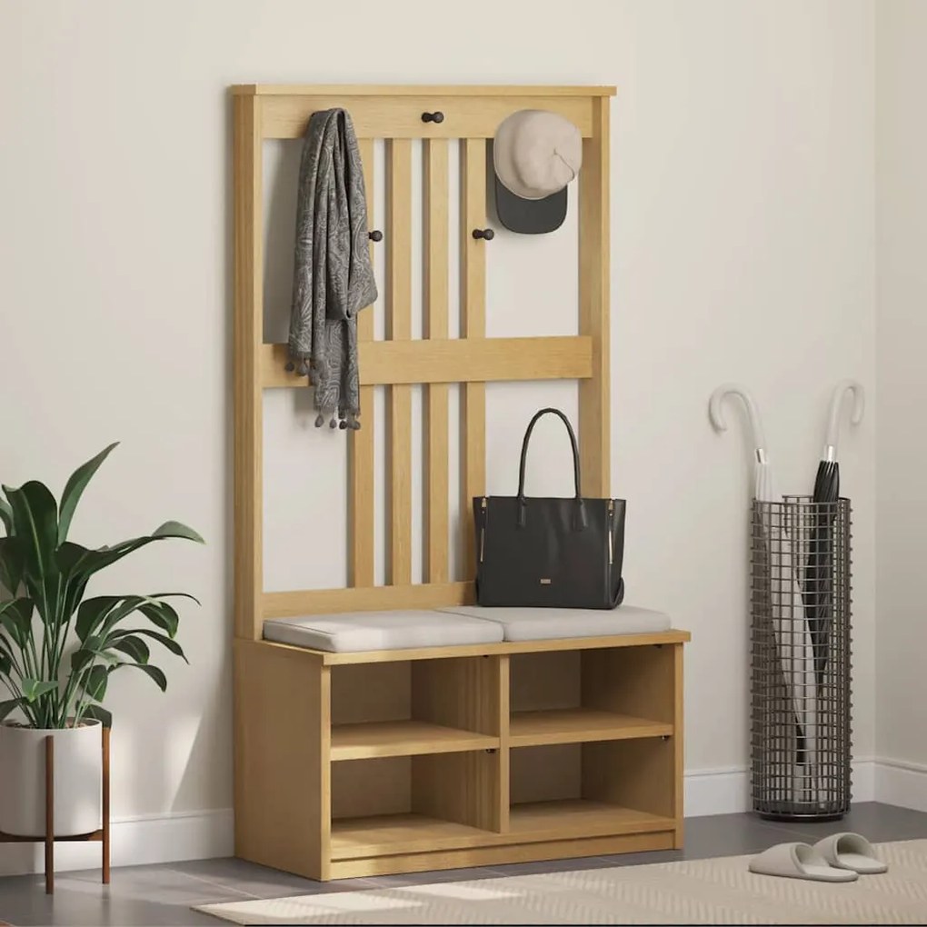 4010488 vidaXL L Дърво за антре SANDNES 87x40x159,5 cm масивна дървесина бор