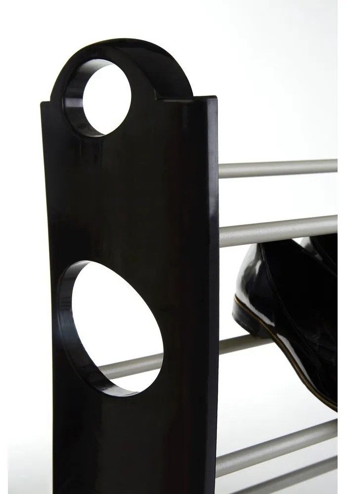 Черен и сребрист метален стелаж за обувки Tavia – Premier Housewares