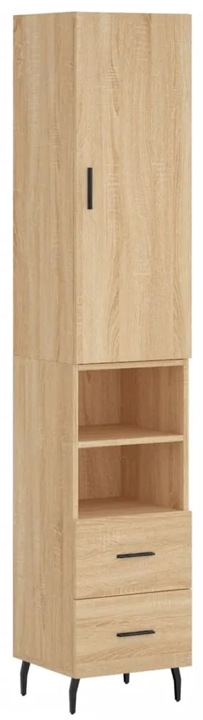 3198932 vidaXL Висок шкаф, сонома дъб, 34,5x34x180 см, инженерно дърво