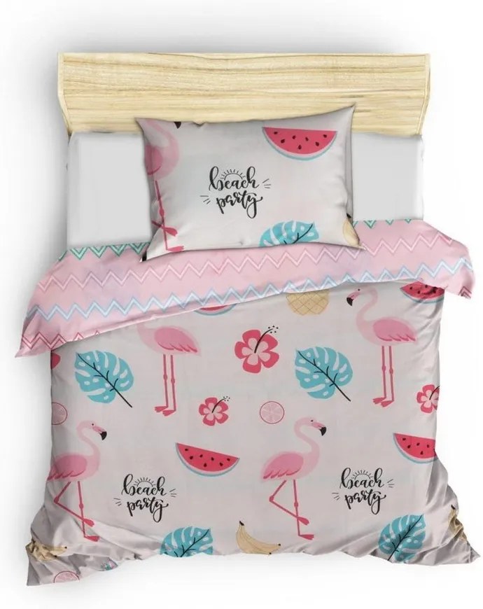 Бяло-розово единично детско спално бельо 140x200 cm Kokteyl – Mijolnir