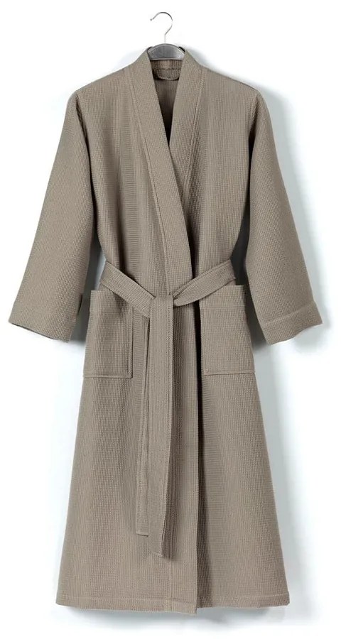 Бежов памучен халат за баня размер XL Mia Waffle - Foutastic