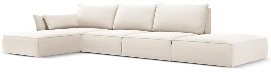 Бежов кадифен ъглов диван (ляв ъгъл) Vanda – Mazzini Sofas