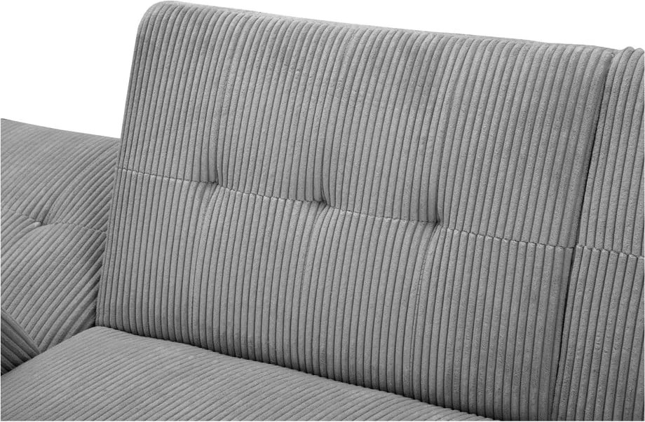 Светлосив сгъваем ъглов диван от рипсено кадифе Hartford – Støraa