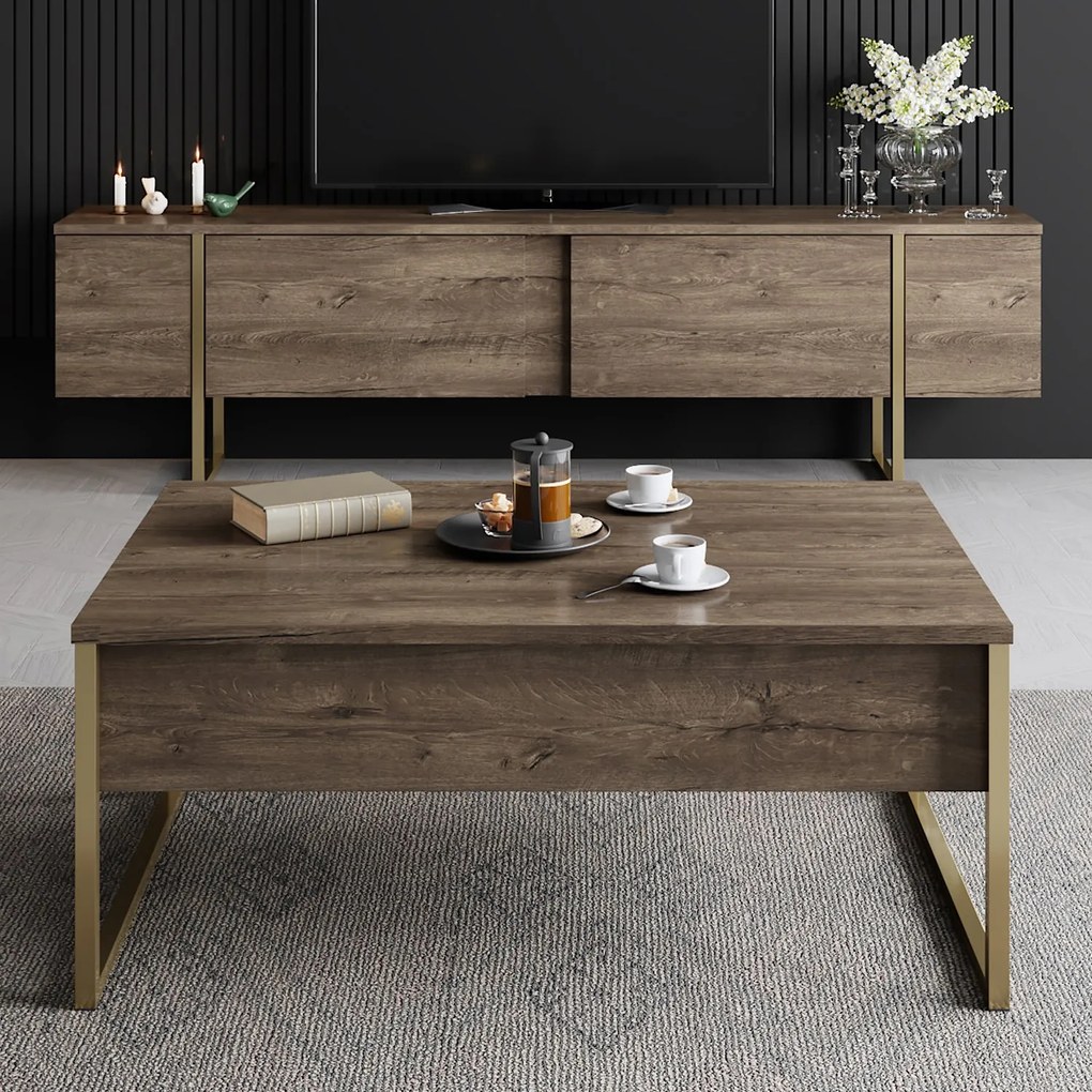 Кафе маса Luxe, цвят Орех Златен