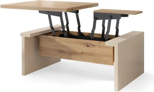 СПЕЙС Дъб Артисан/Бежов (Шампанско) - РАЗТЕГАТЕЛНА ХОЛНА МАСА С ПОВДИГАЩ МЕХАНИЗЪМ