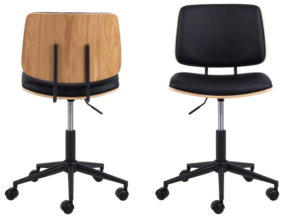 Черен офис стол от имитация на кожа Owen – Actona