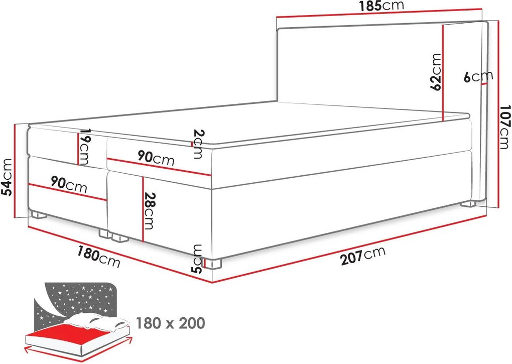 Тапицирано легло SiBlue-Tirkouaz-180 x 200