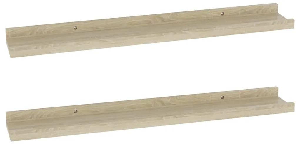 326680 vidaXL Стенни рафтове, 2 бр., дъб сонома, 60x9x3 см