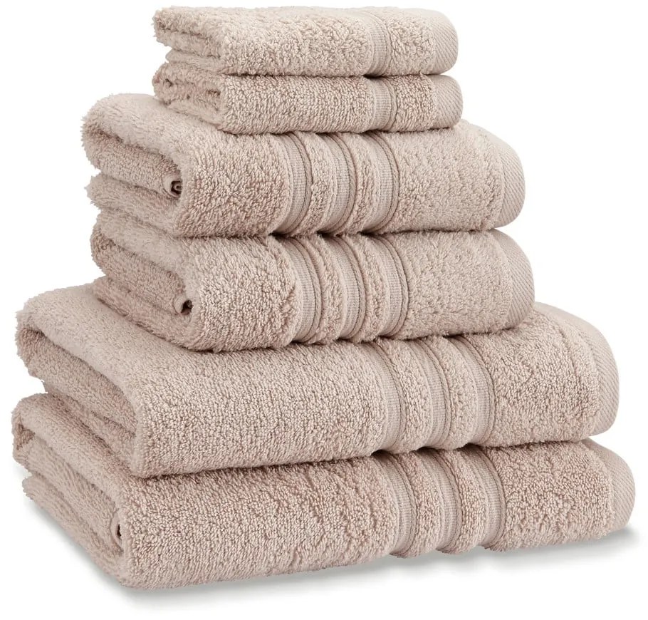 Бежови памучни хавлии и кърпи за баня в комплект от 6 бр. от тери Zero Twist – Catherine Lansfield