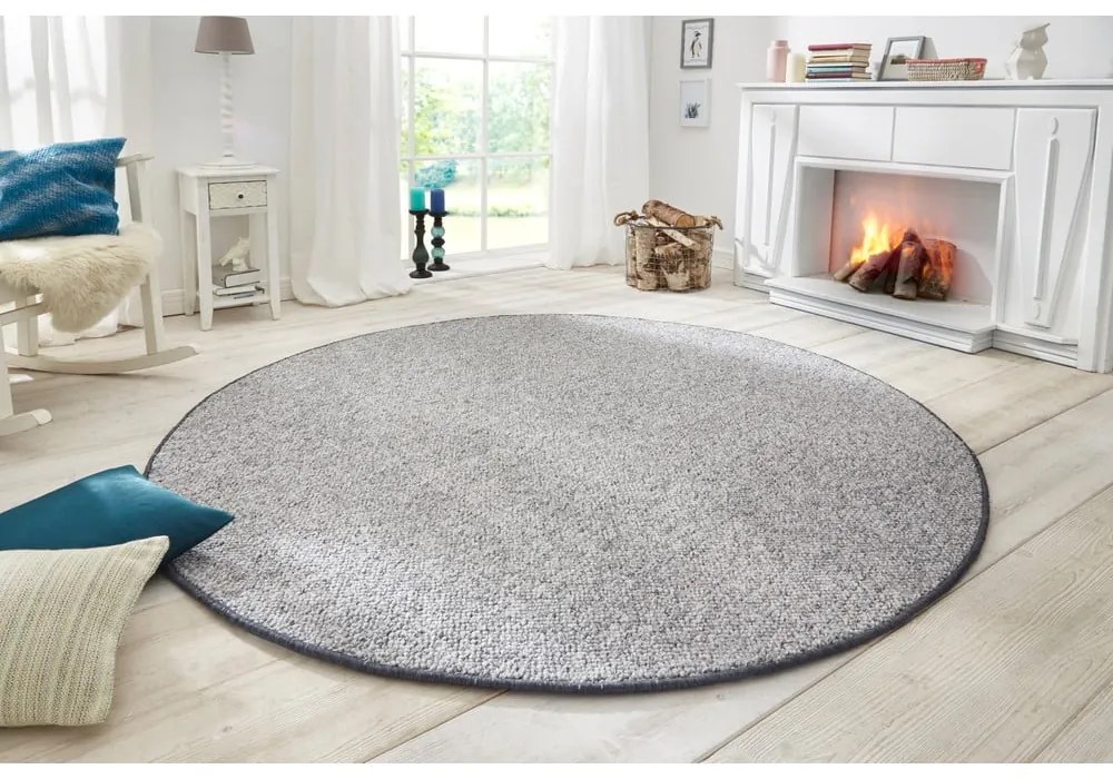 Сив кръгъл килим ø 133 cm Wolly – BT Carpet