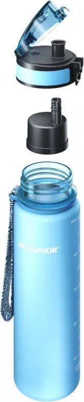 Филтрираща бутилка за вода Aquaphor City 160046, 500 мл, Тритан, Активен въглен, Aqualen, Заключващ се капак, Ледниково синьо