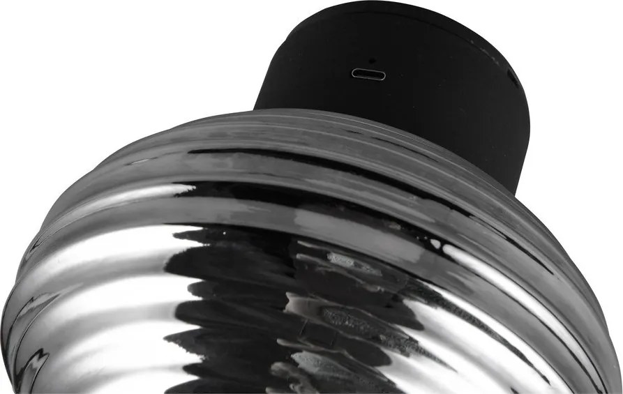 Тъмносива стъклена LED стенна лампа с USB ø 15,5 cm Earl – Reality