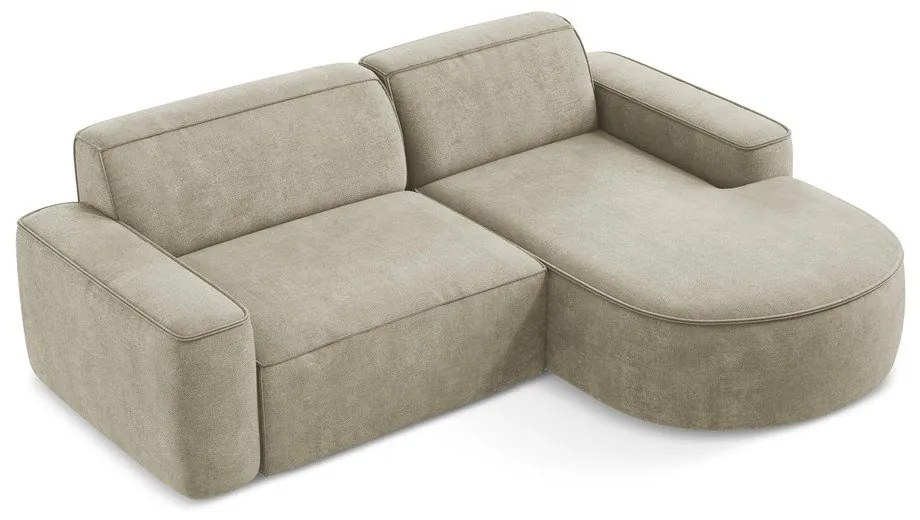 Бежов шенилов ъглов диван (десен ъгъл) Omao – Makamii
