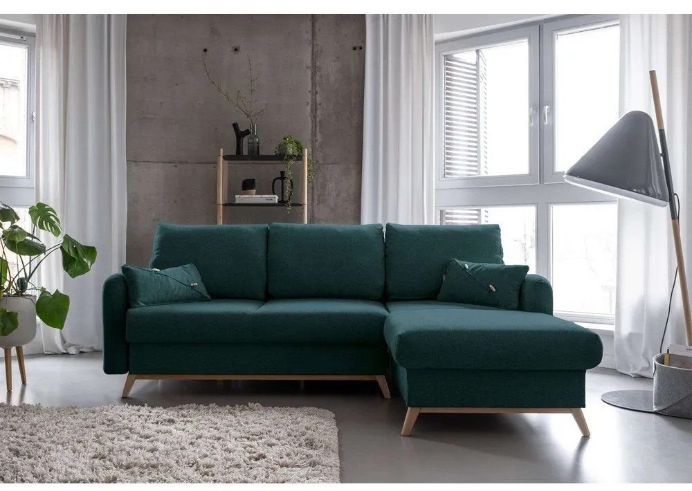 Тюркоазен ъглов разтегателен диван, десен ъгъл Scandic Lagom - Miuform