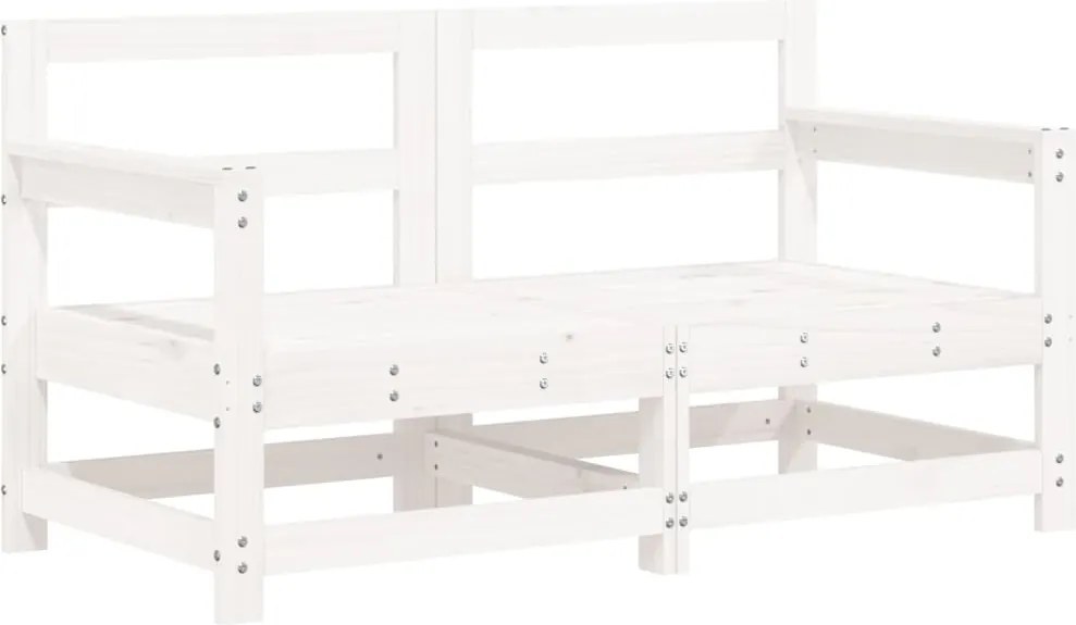 825507 vidaXL Градински ъглови дивани, 2 бр, бели, бор масив