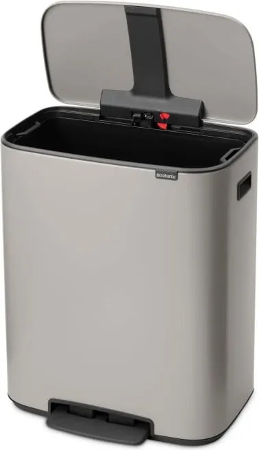Кош за боклук Brabantia Bo Pedal 1010448, 60 л, Леко затваряне, Противоплъзгаща основа, Светлосив