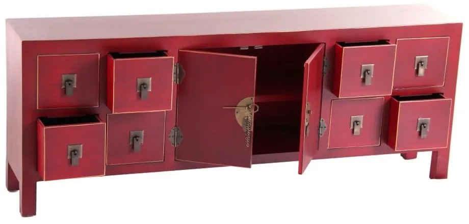 Червен нисък скрин 130x50,5 cm Oriente – Ixia