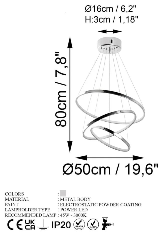 LED висящо осветително тяло в сребрист цвят ø 50 cm Simit – Opviq lights