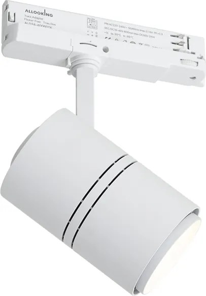 Модерен релсов прожектор бял за 3-фазна релса вкл. LED - 3-Phase Ruler