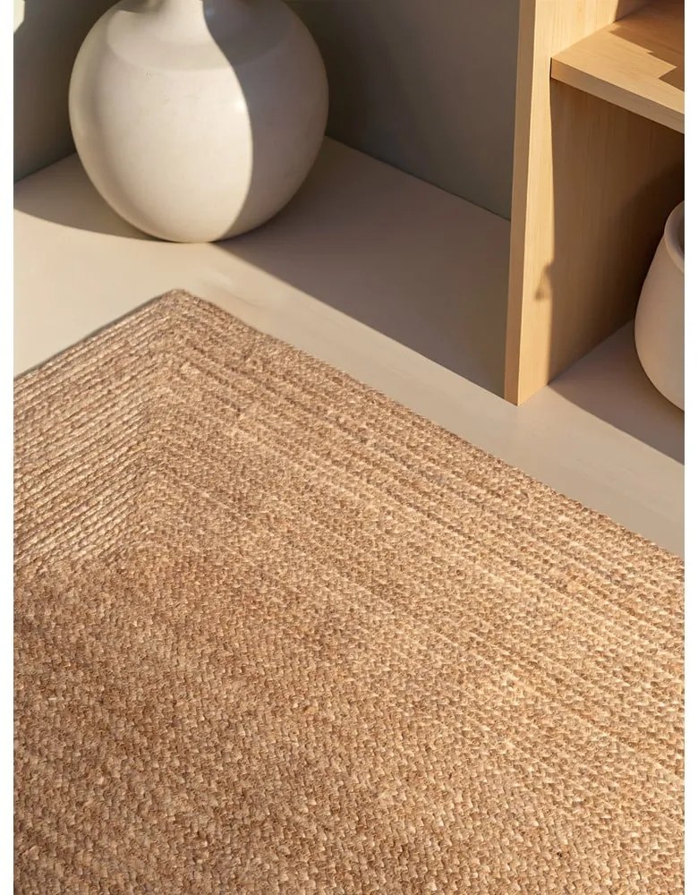 Двустранен/ръчно изработен ютен килим в естествен цвят 80x150 cm Juno – Hanse Home