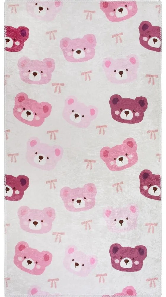 Детски килим подходящ за пране розово и цвят слонова кост 80x150 cm Cute Teddies Pink – Vitaus