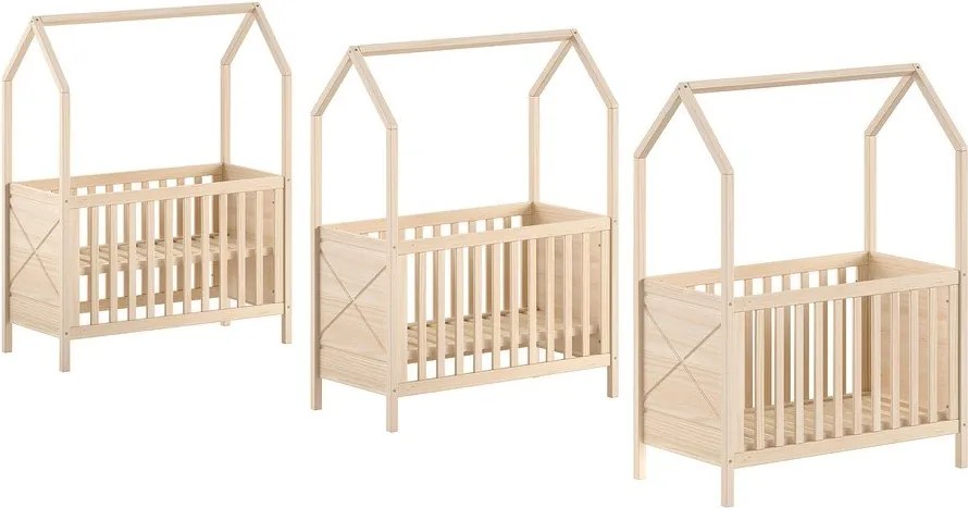 Детско креватче 60x120 cm от масивен бор с регулируема височина в естествен цвят Scott – Vipack