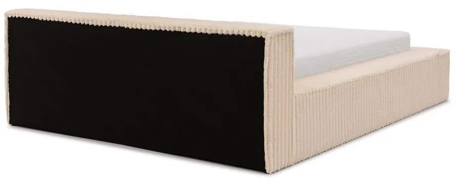 Бежово двойно легло 140x200 cm тапицирано с място за съхранение с включена подматрачна рамка Cloe – Ropez