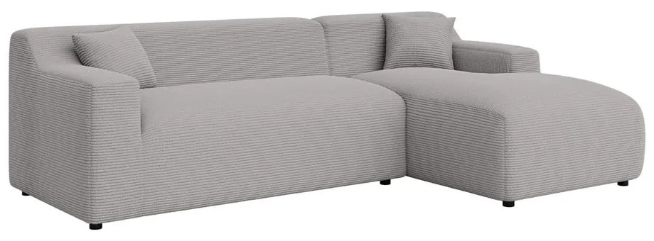 Светлосив ъглов диван от рипсено кадифе (десен ъгъл) Martin – Ropez