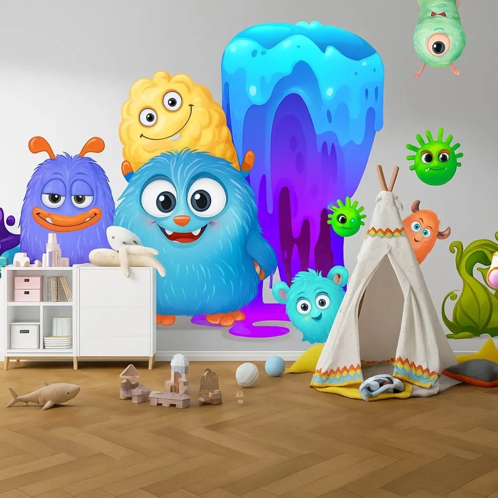 Цветен стикер за стена - весели същества Šírka: 150 cm | Dĺžka: 300 cm