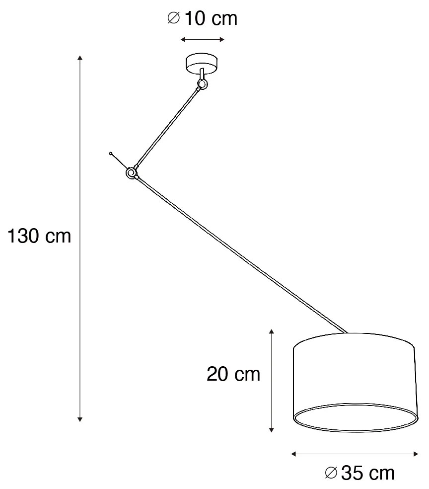 Висяща лампа черна с кадифен абажур Taupe 35 см - Blitz