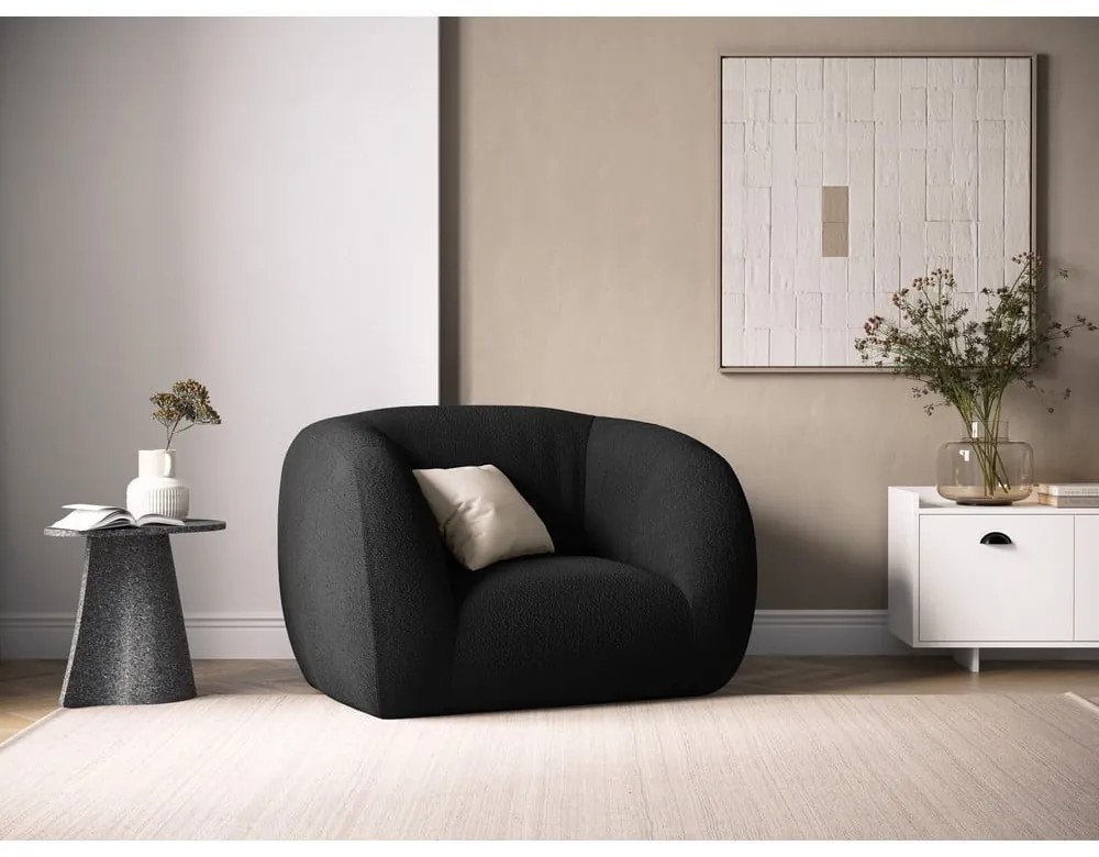 Тъмносив фотьойл от плат букле Essen - Cosmopolitan Design