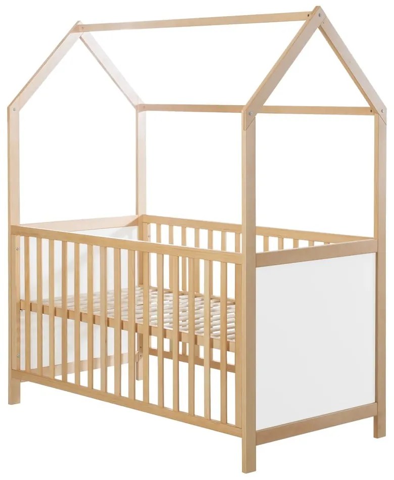 Детско легло в бял и естествен цвят 70x140 cm - Roba