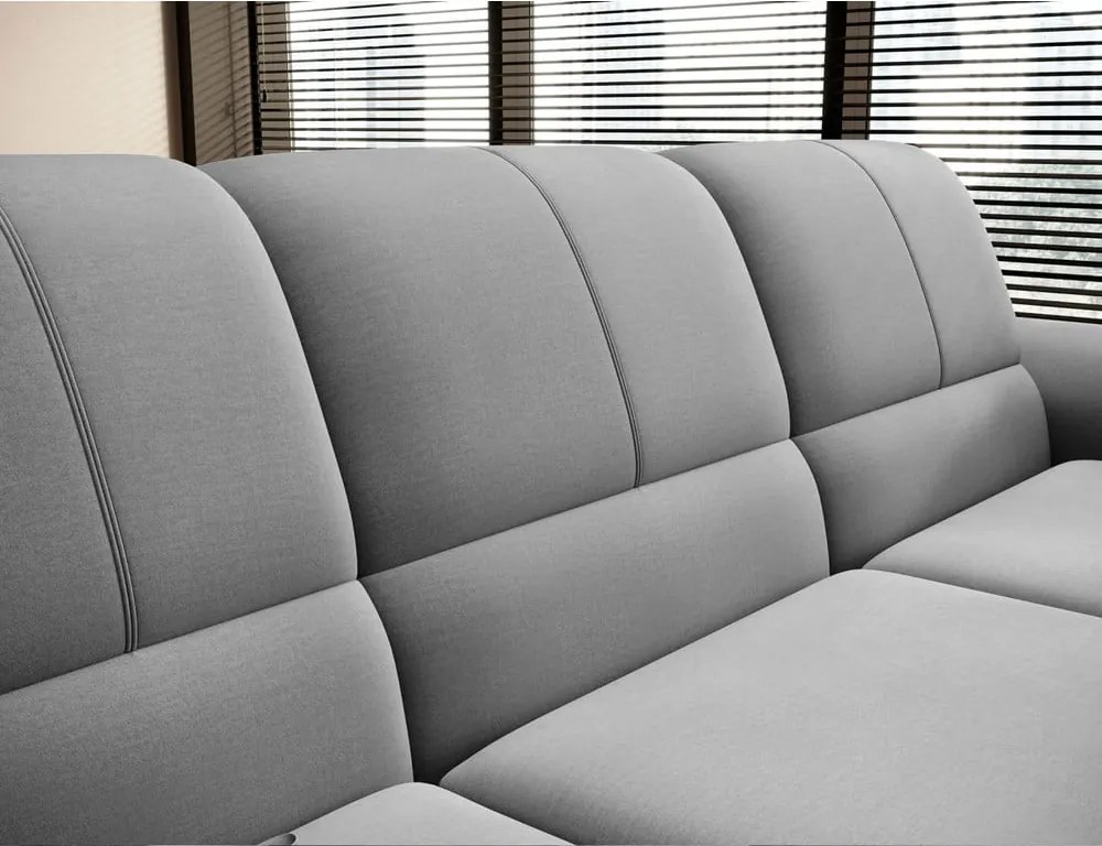 Сив кадифен разтегателен ъглов диван с място за съхранение (ляв ъгъл L форма) Siber – ELTAP